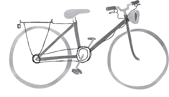 Eine Illustration zeigt ein einfaches, typisches Fahrrad